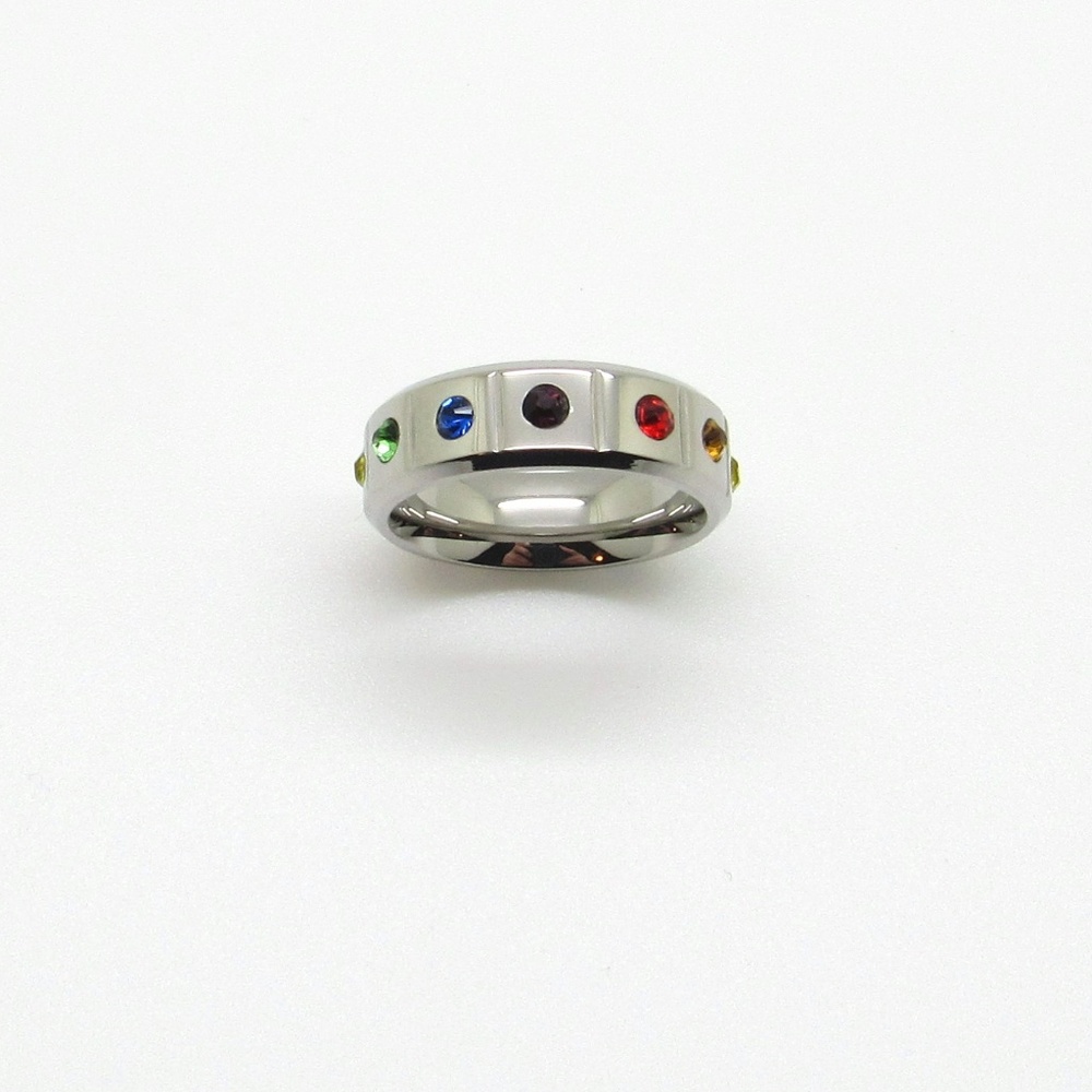 Stainless Steel Cubic Zirconia Rainbow Ring. - Picture 5 of 6